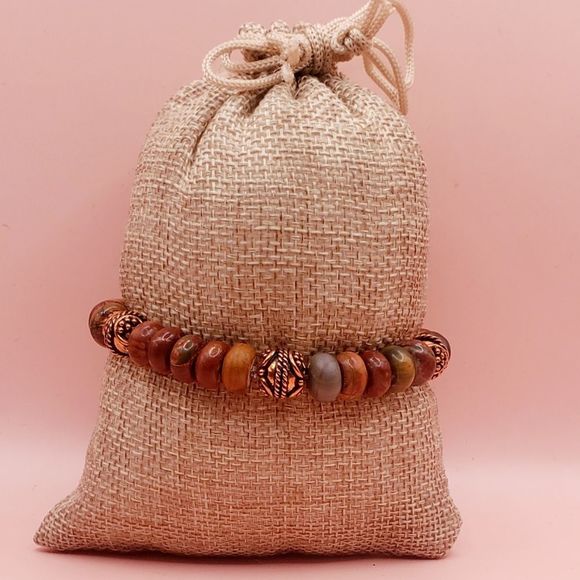 Amethyst, Morado Opal and Copper Beaded Bracelet - Picture 3 of 6